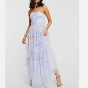 Caroline Gingham Tulle Gown | Wedgewood Blue/Ivory | needle and thread